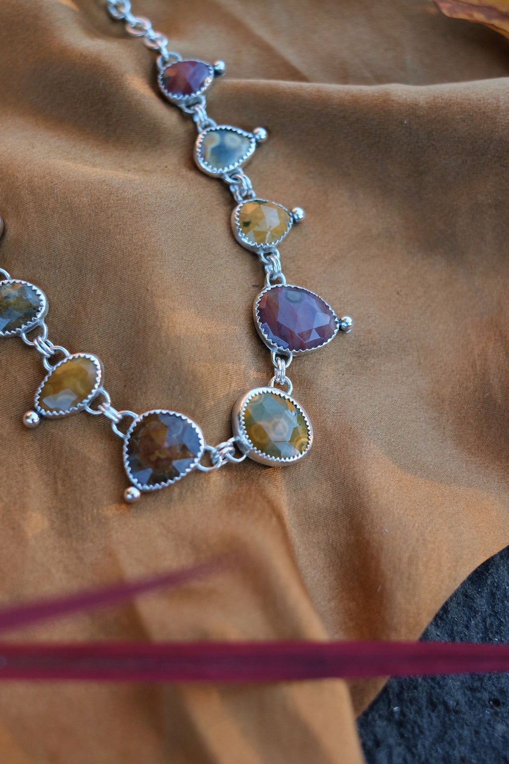 Rose-Cut Ocean Jasper Necklace