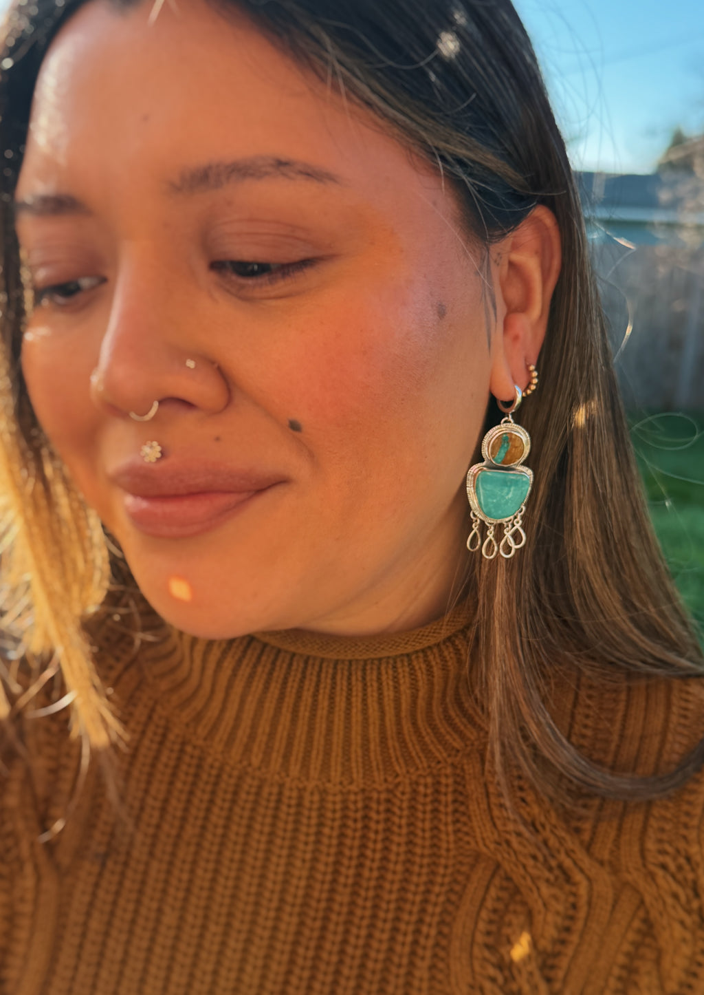 Roystone Ribbon & Whitewater Earrings