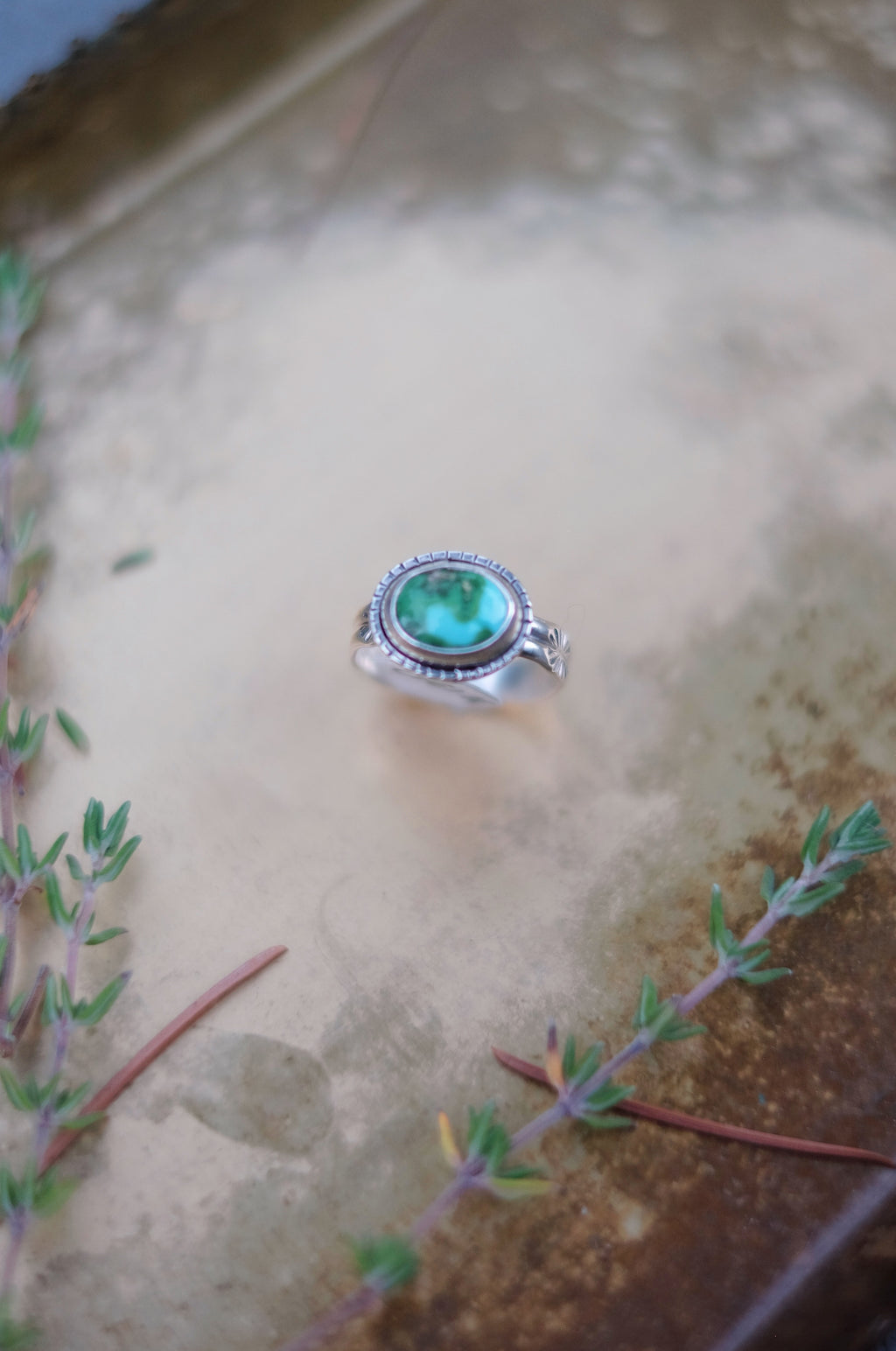 The Sundown Ring — Sonoran Gold Turquoise - Size 7.75