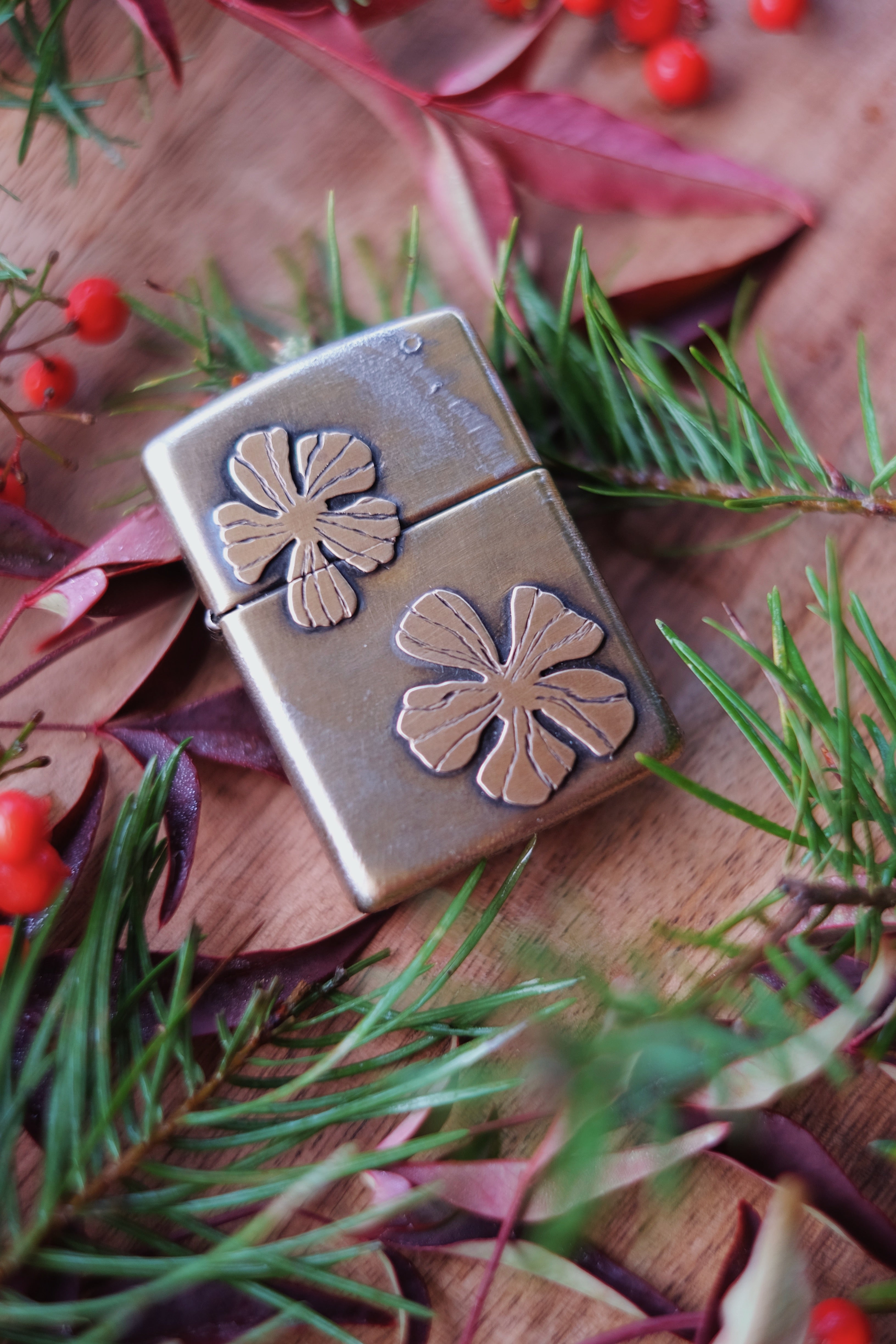 Brass Flower Bloom Zippo