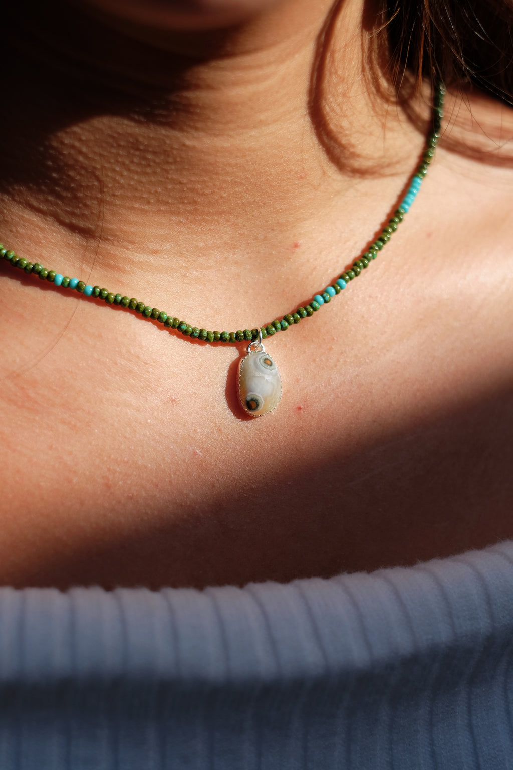 Rose-Cut Ocean Jasper Beaded Necklace