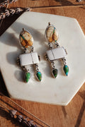 White Buffalo & Turquoise Stud Earrings