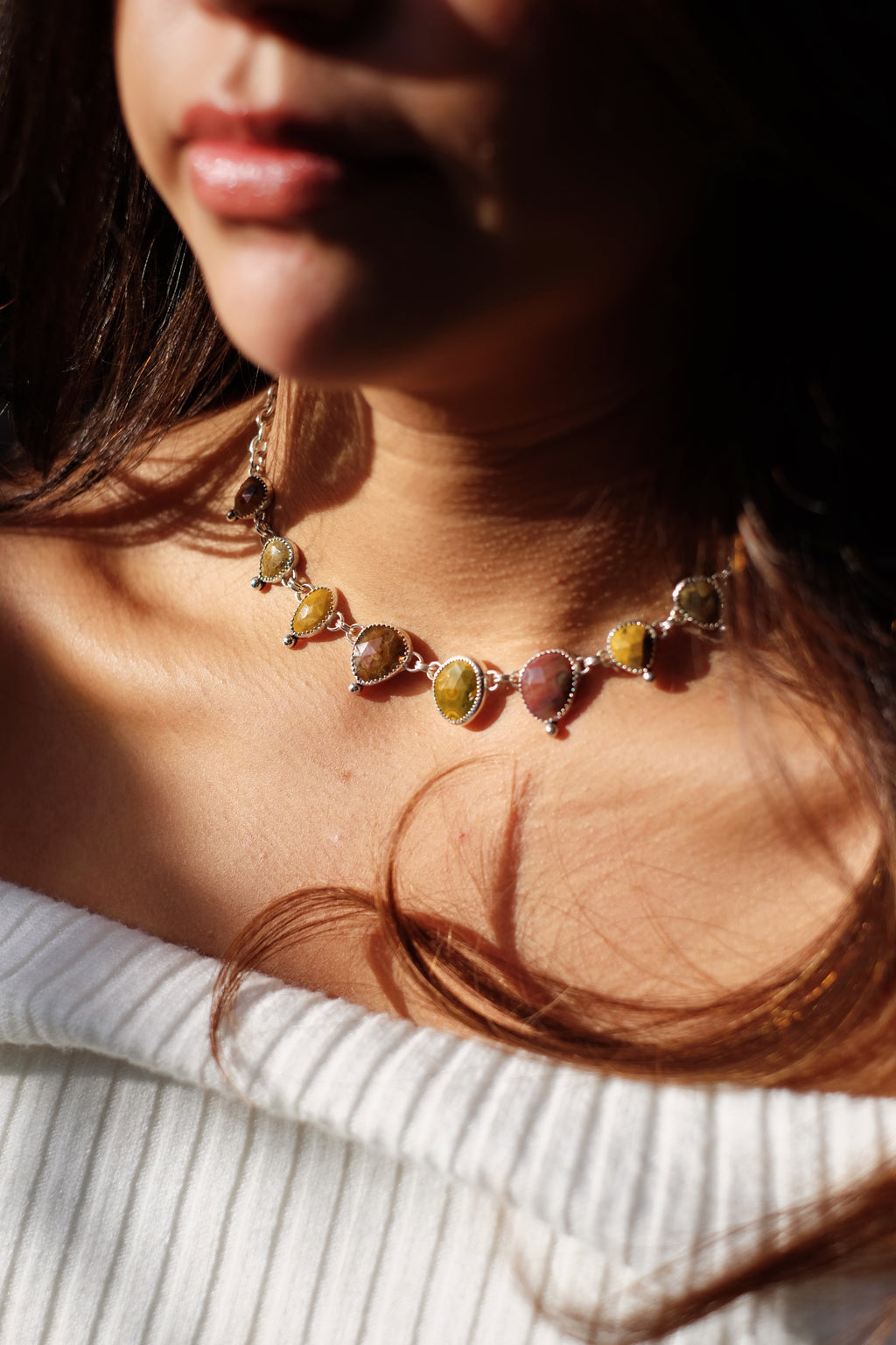 Rose-Cut Ocean Jasper Necklace