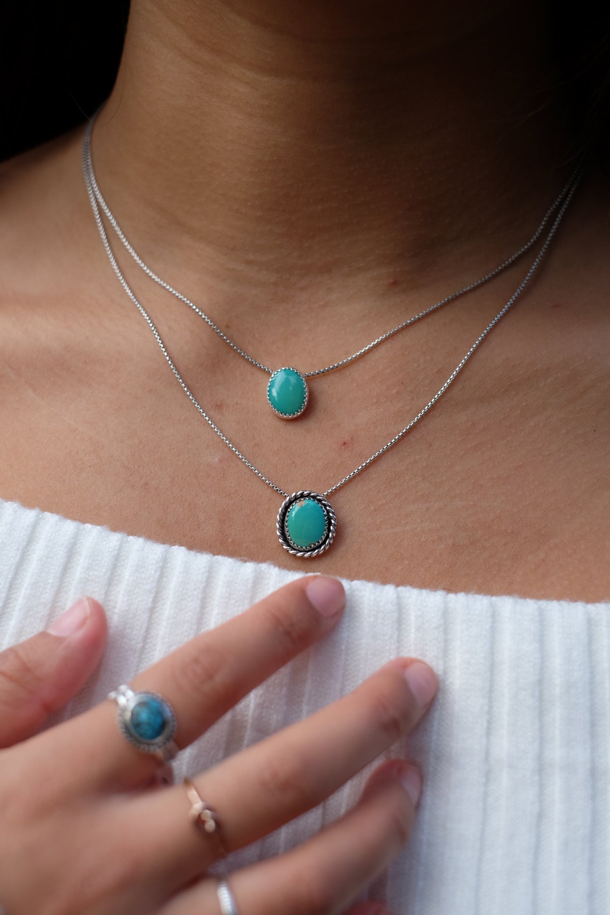 Sonoran Gem Turquoise Rope-Wrapped Necklace — 18"
