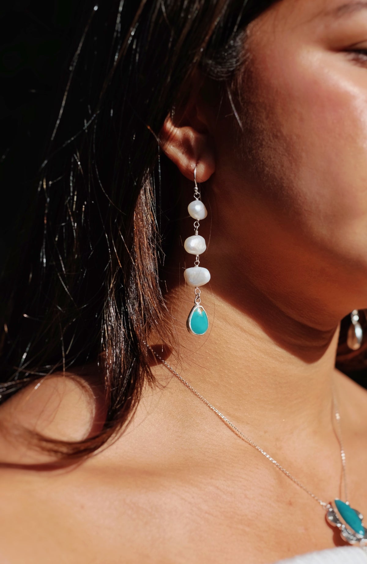 Sonoran Gem Turquoise + Pearl Earrings