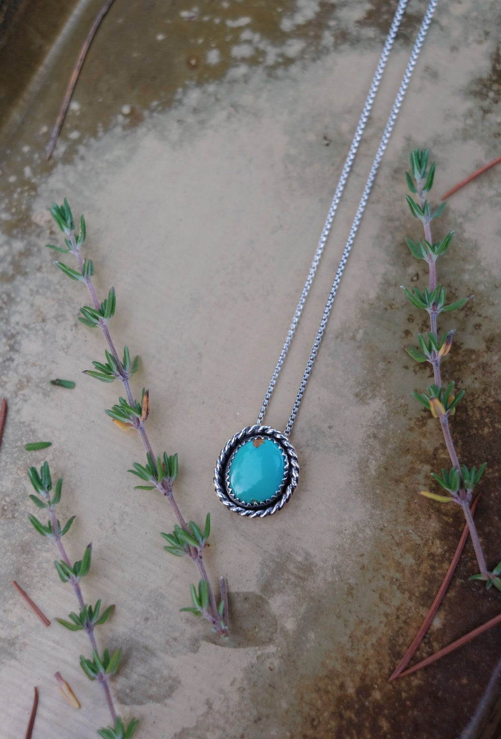Sonoran Gem Turquoise Rope-Wrapped Necklace — 18"
