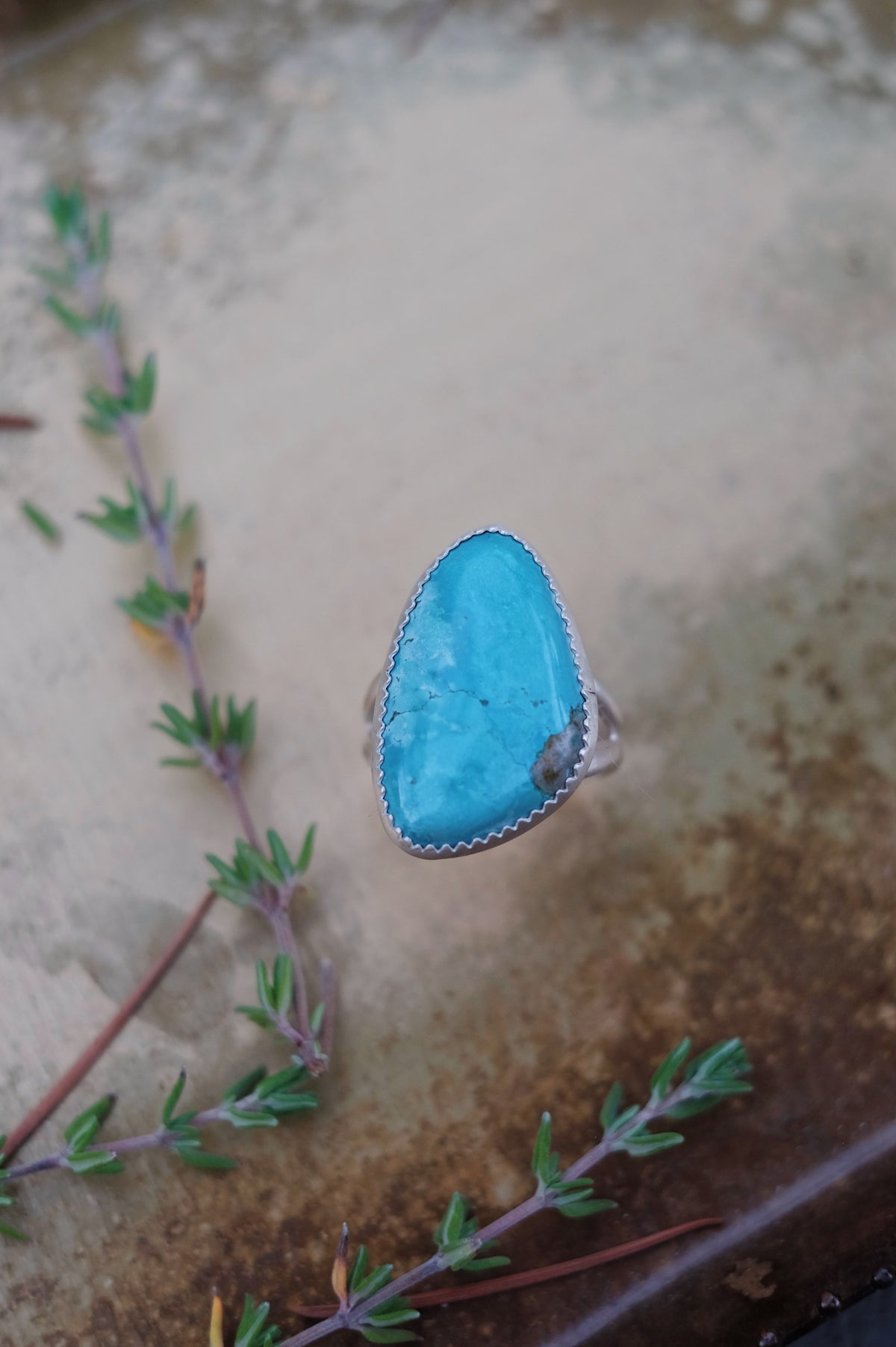 Chinese Turquoise Statement Ring — Size 9