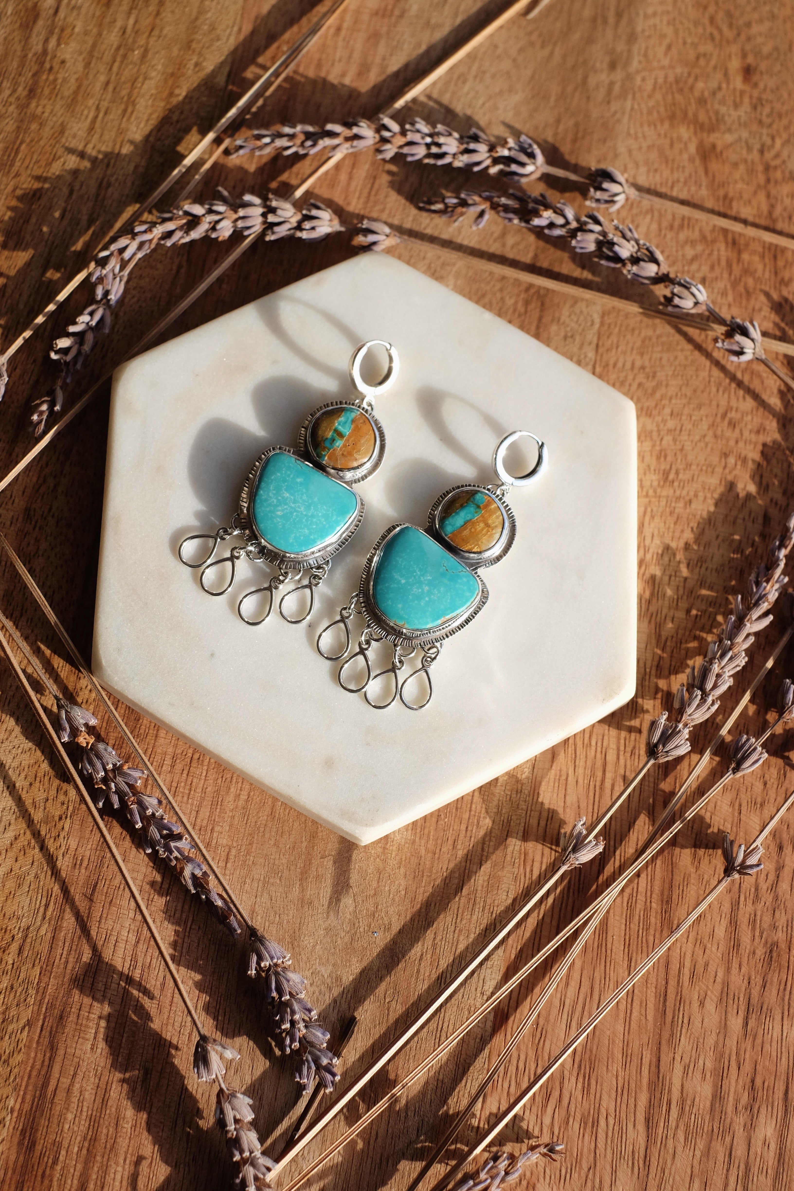 Roystone Ribbon & Whitewater Earrings