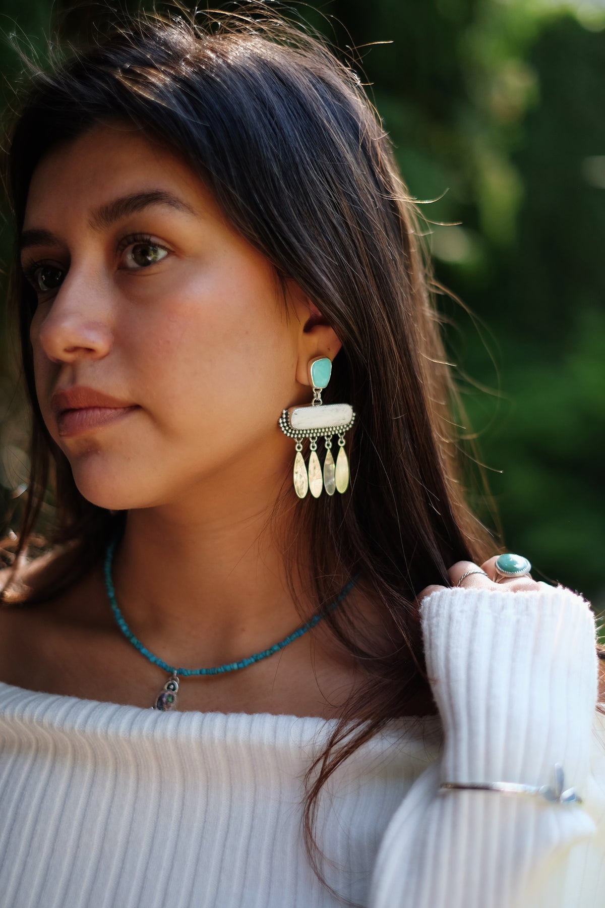 Lone Mountain Turquoise + White Buffalo Statement Earrings