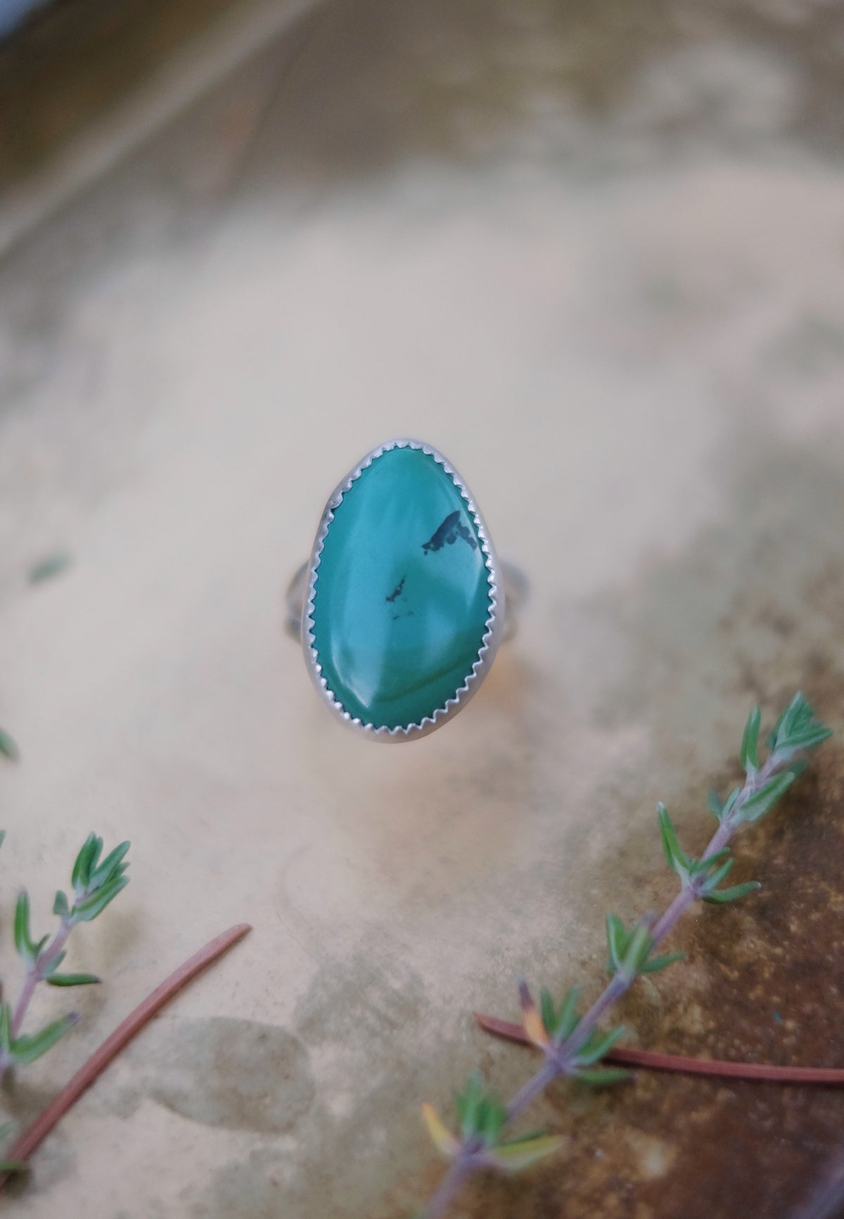 Chinese Turquoise Statement Ring - Size 7.5