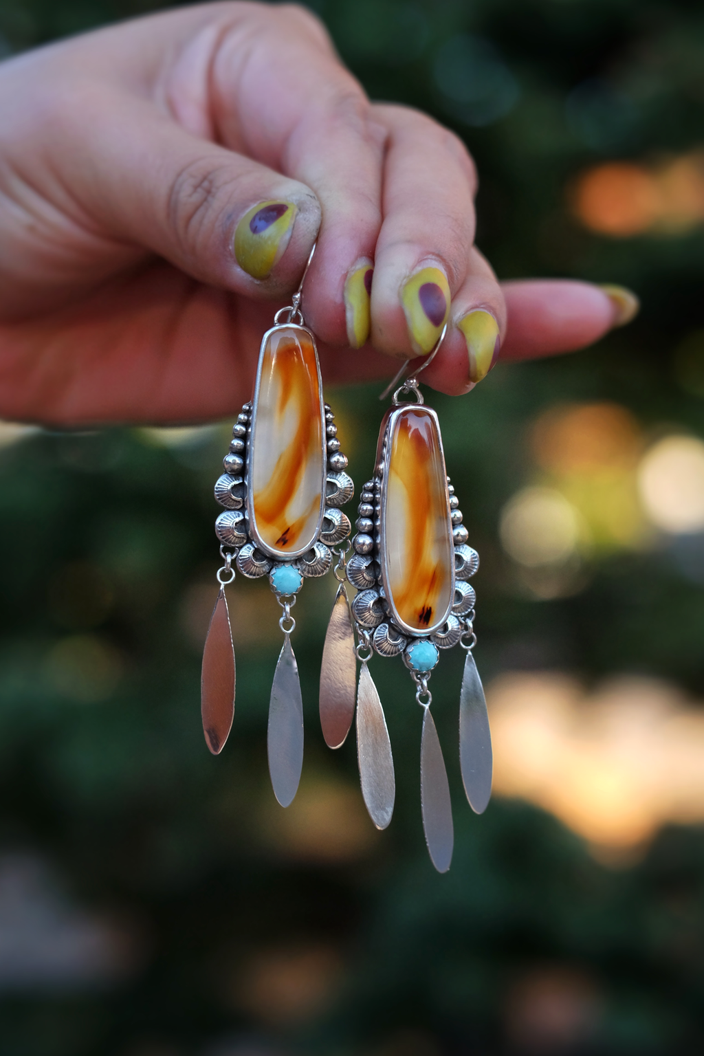 Montana Agate + Campitos Turquoise Statement Earrings