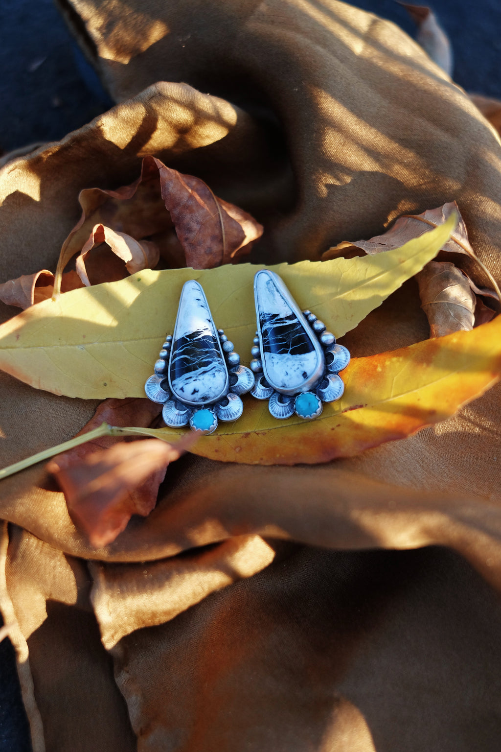 White Buffalo + Campitos Turquoise Stud Earrings