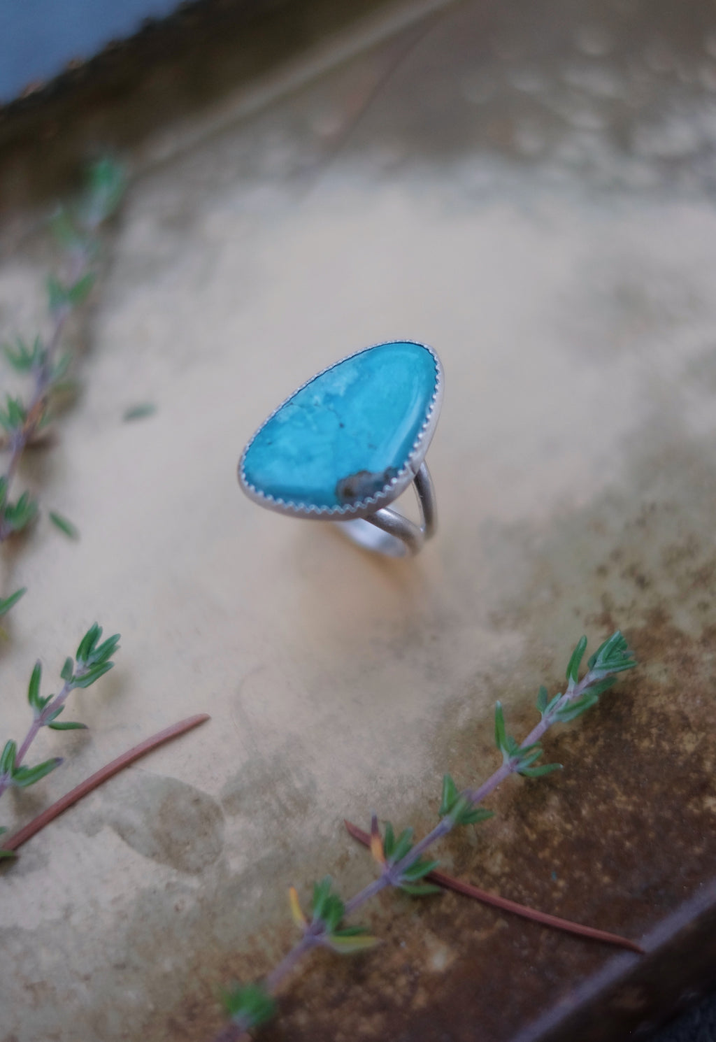 Chinese Turquoise Statement Ring — Size 9