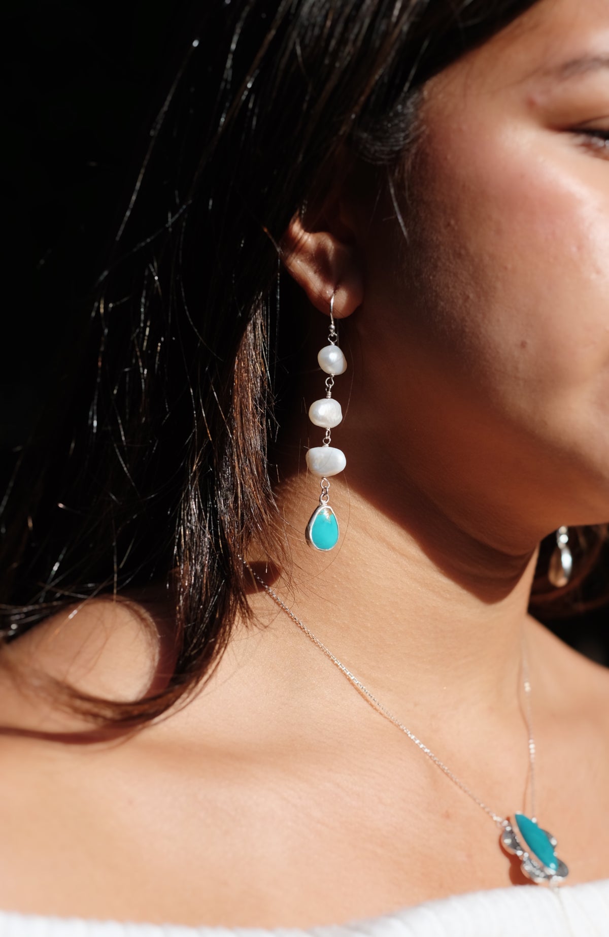 Sonoran Gem Turquoise + Pearl Earrings