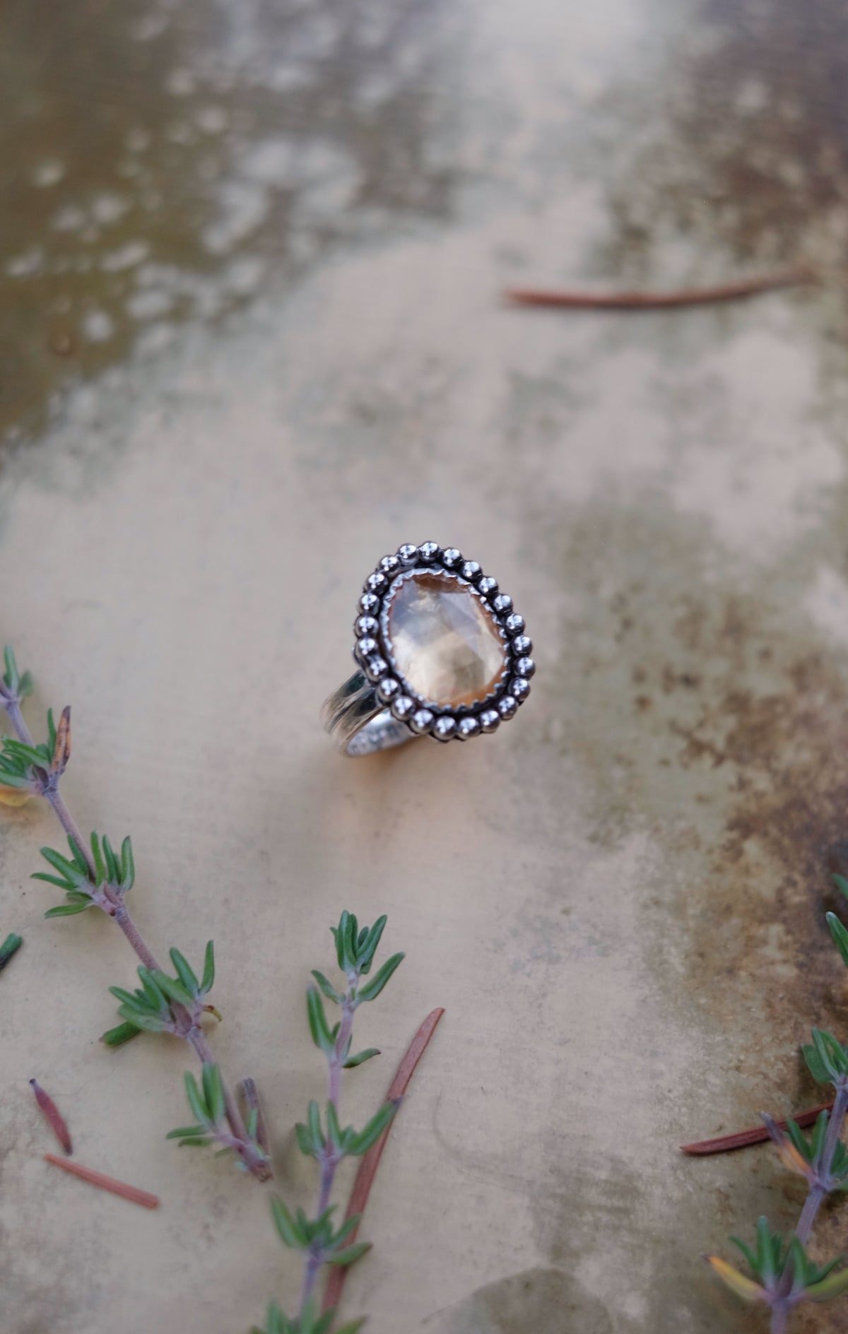 Rose-Cut Citrine Ring - Size 7