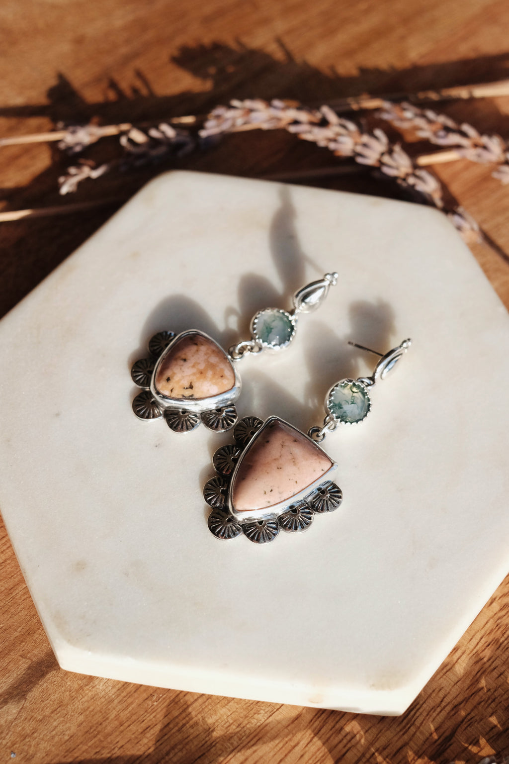 Moss Agate & Ocean Jasper Stud Earrings