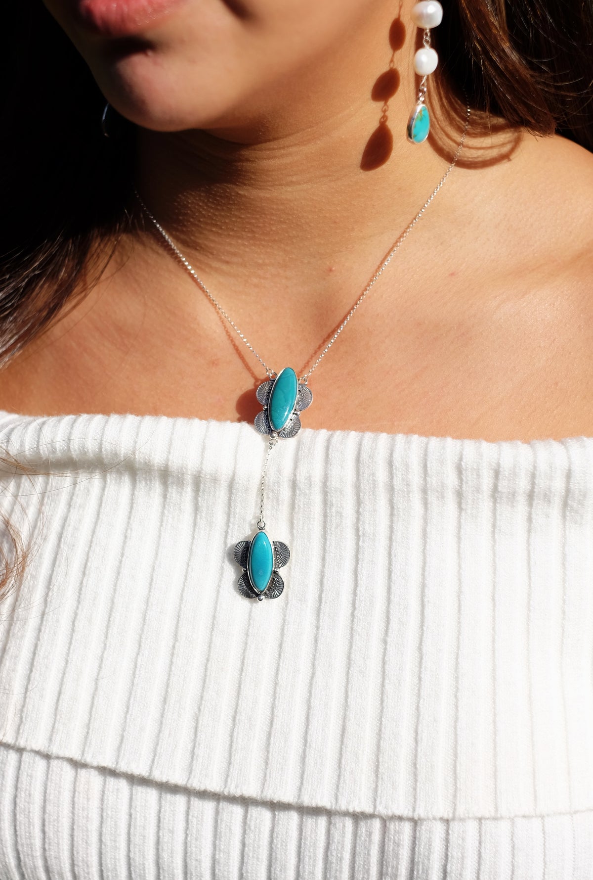 Chinese Turquoise Lariat Necklace