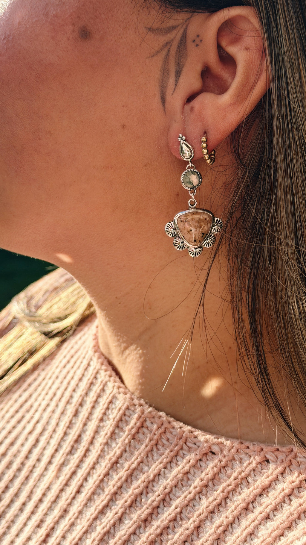 Moss Agate & Ocean Jasper Stud Earrings