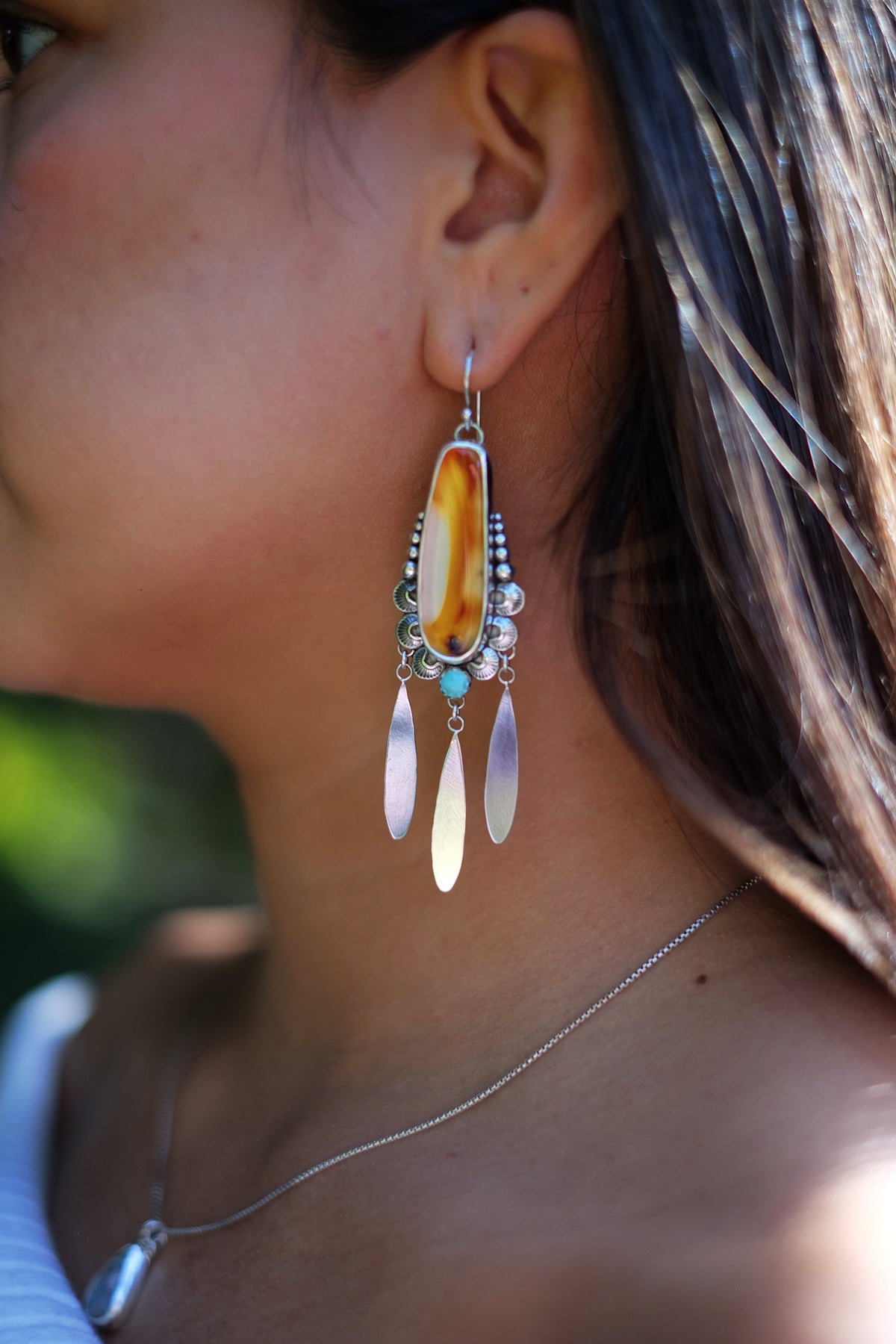 Montana Agate + Campitos Turquoise Statement Earrings