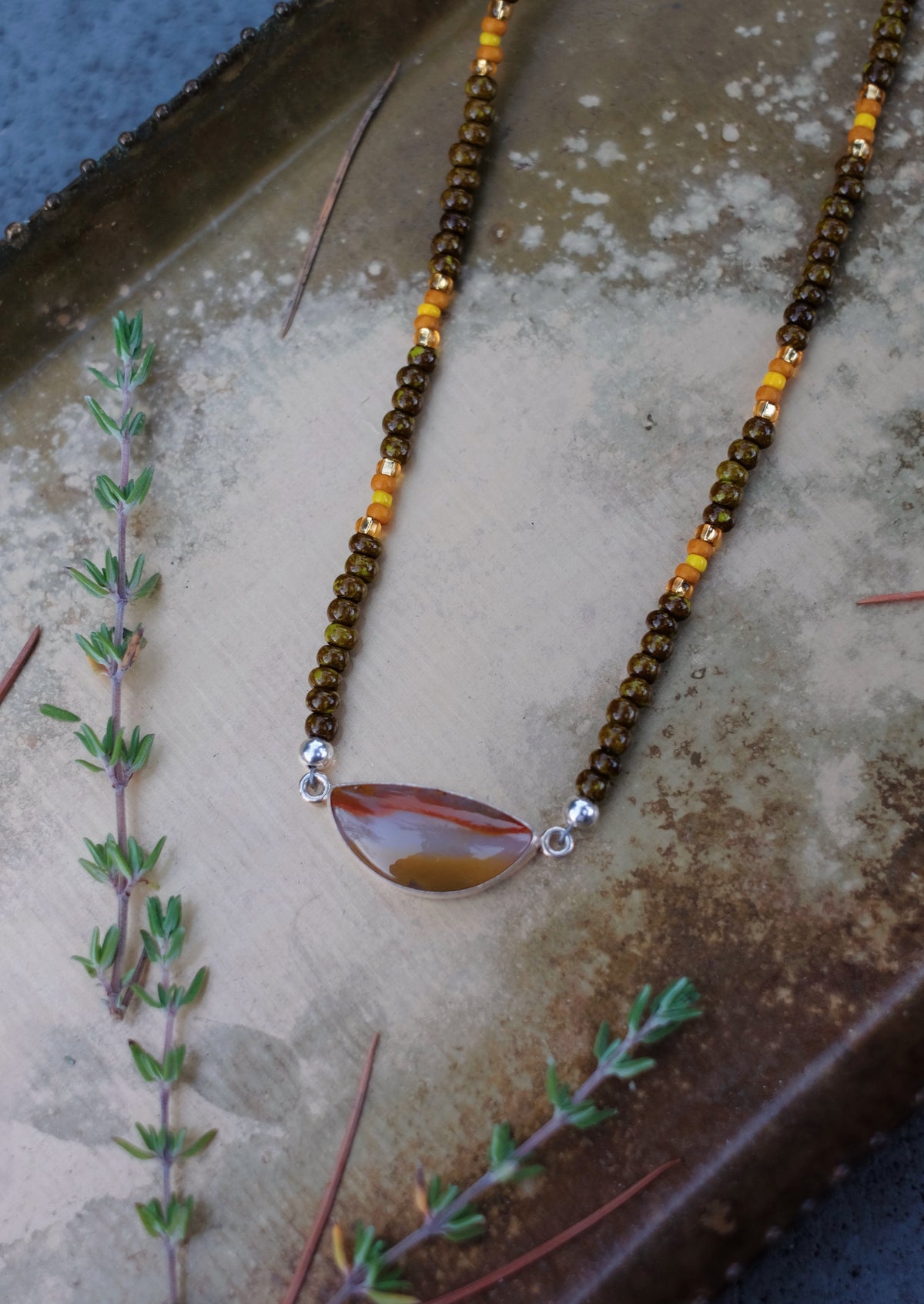 Polka Dot Agate Beaded Necklace