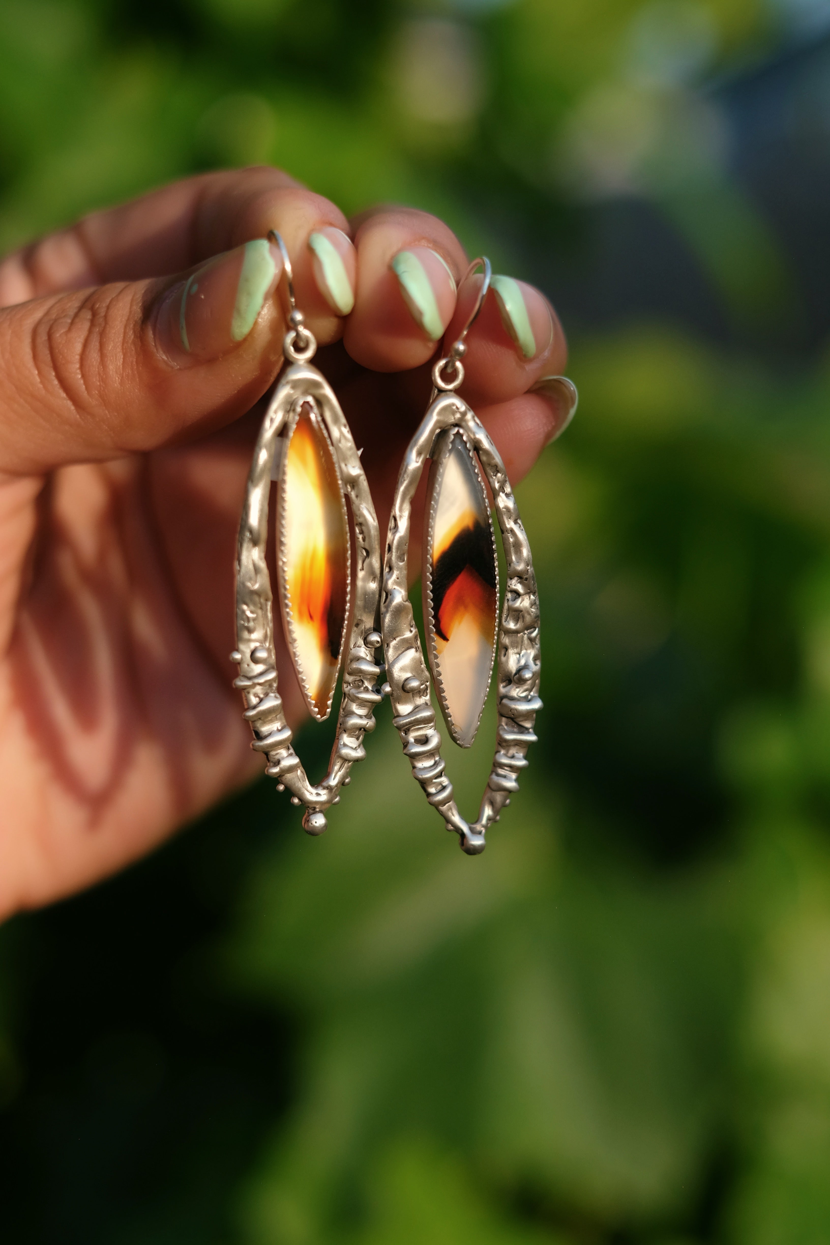 Montana Agate Organic Sterling Silver Earrings