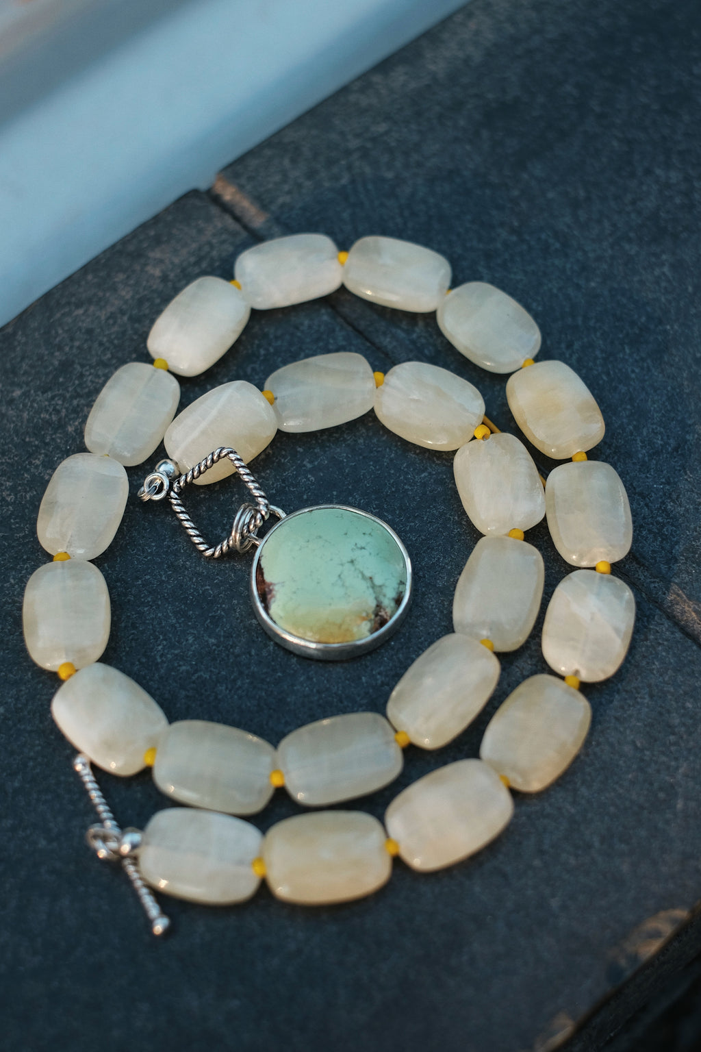 Lemon Chrysoprase + Lemon Jade Necklace
