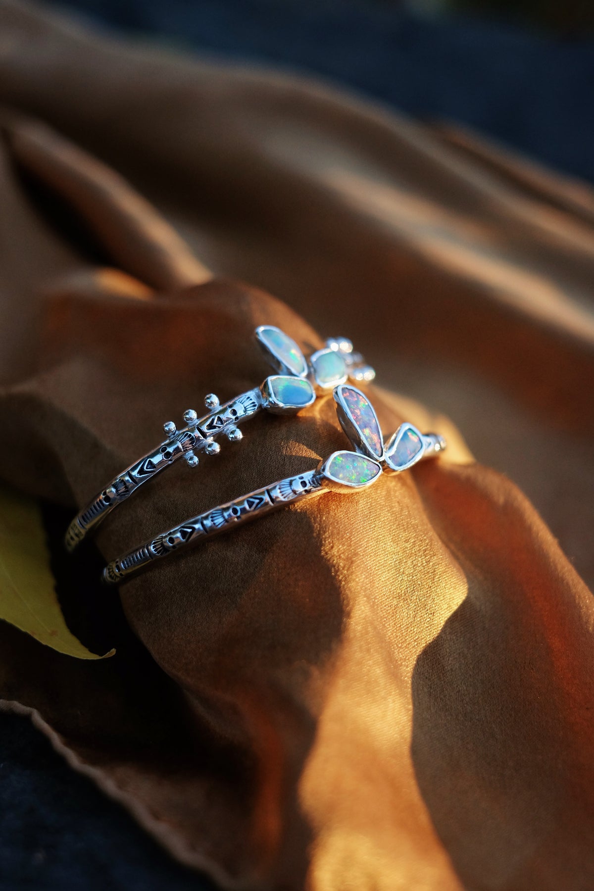 Coober Pedy Opal Hand-Stamped Cuff
