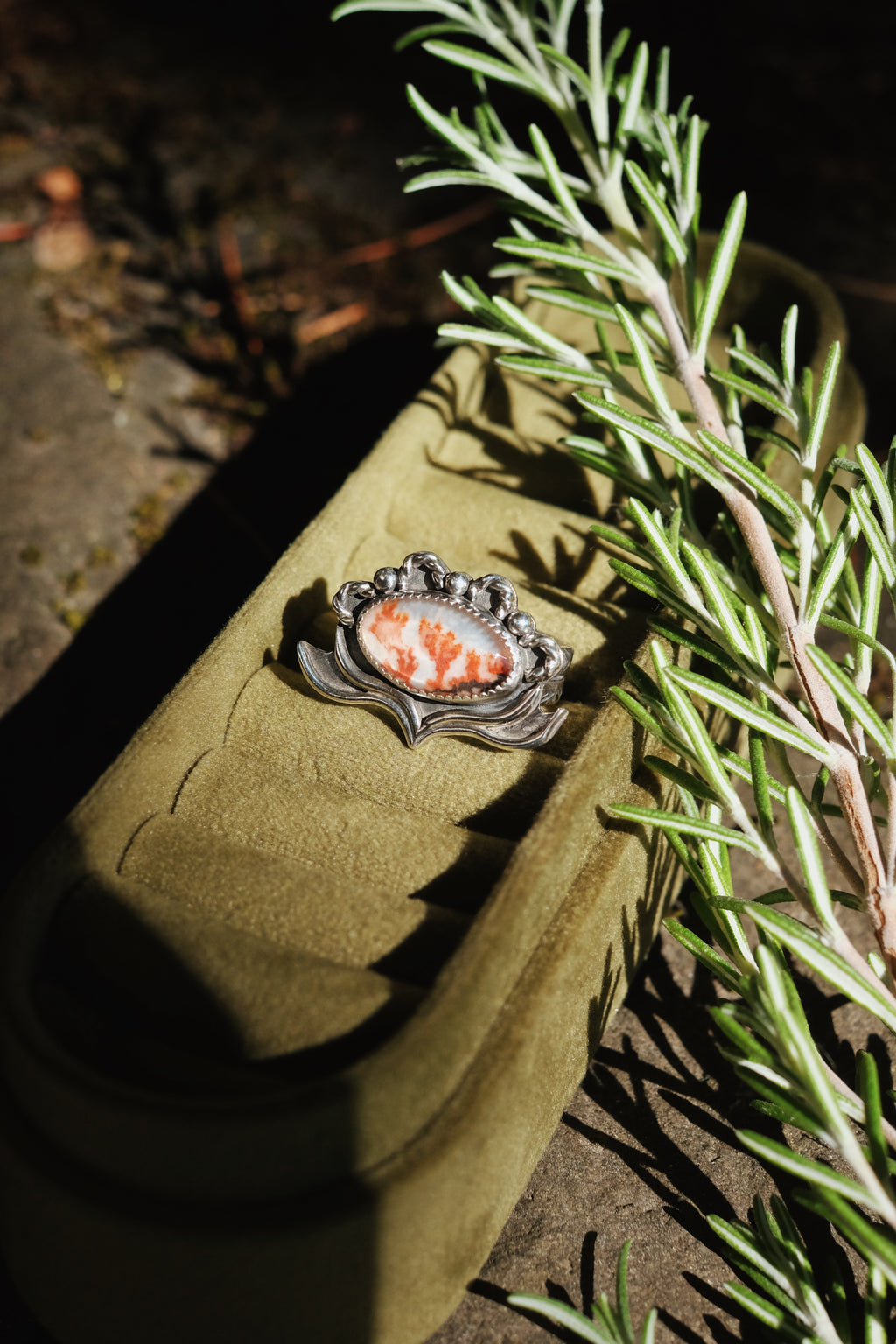 Dendritic Agate Ring  (Size 8.75)