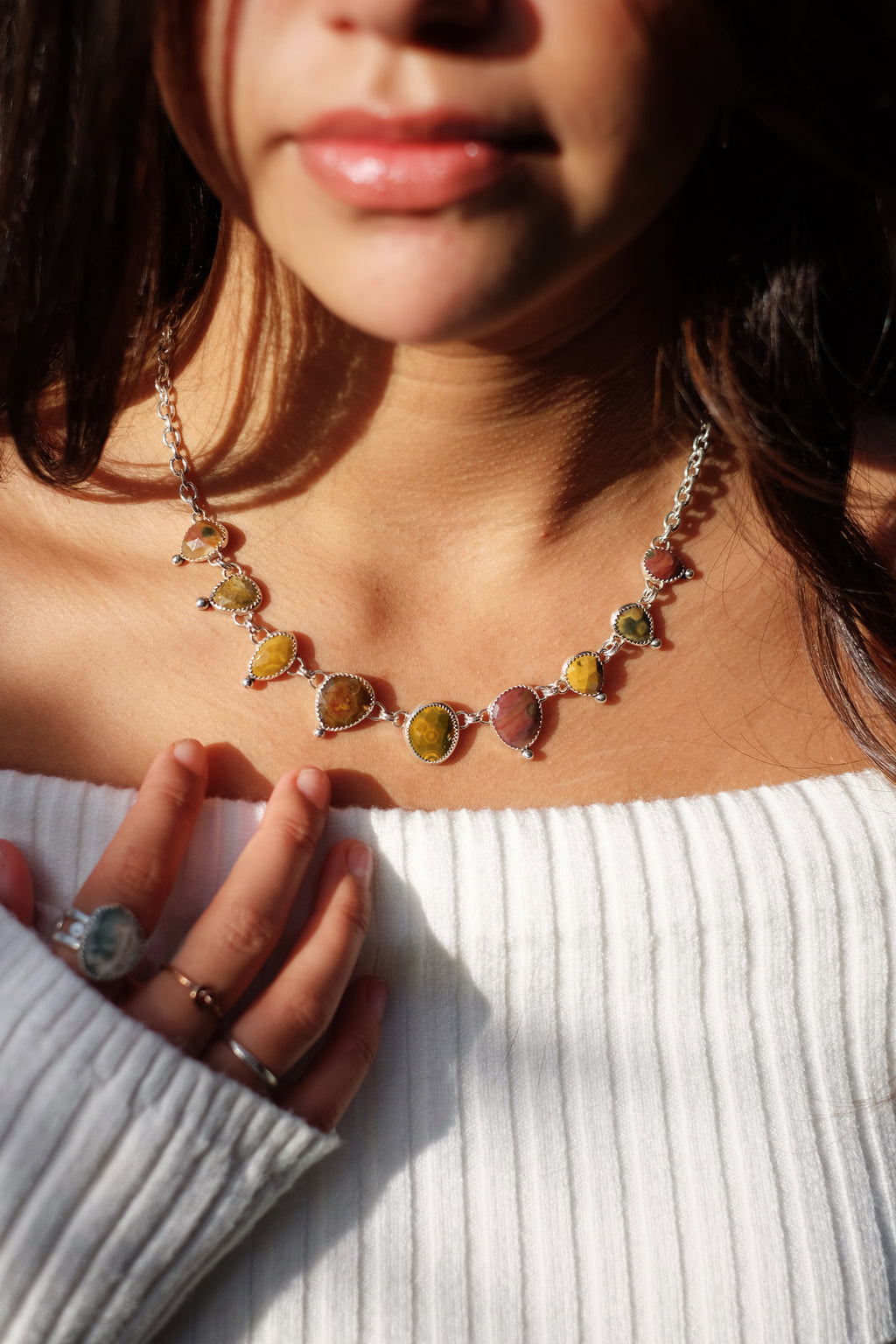 Rose-Cut Ocean Jasper Necklace