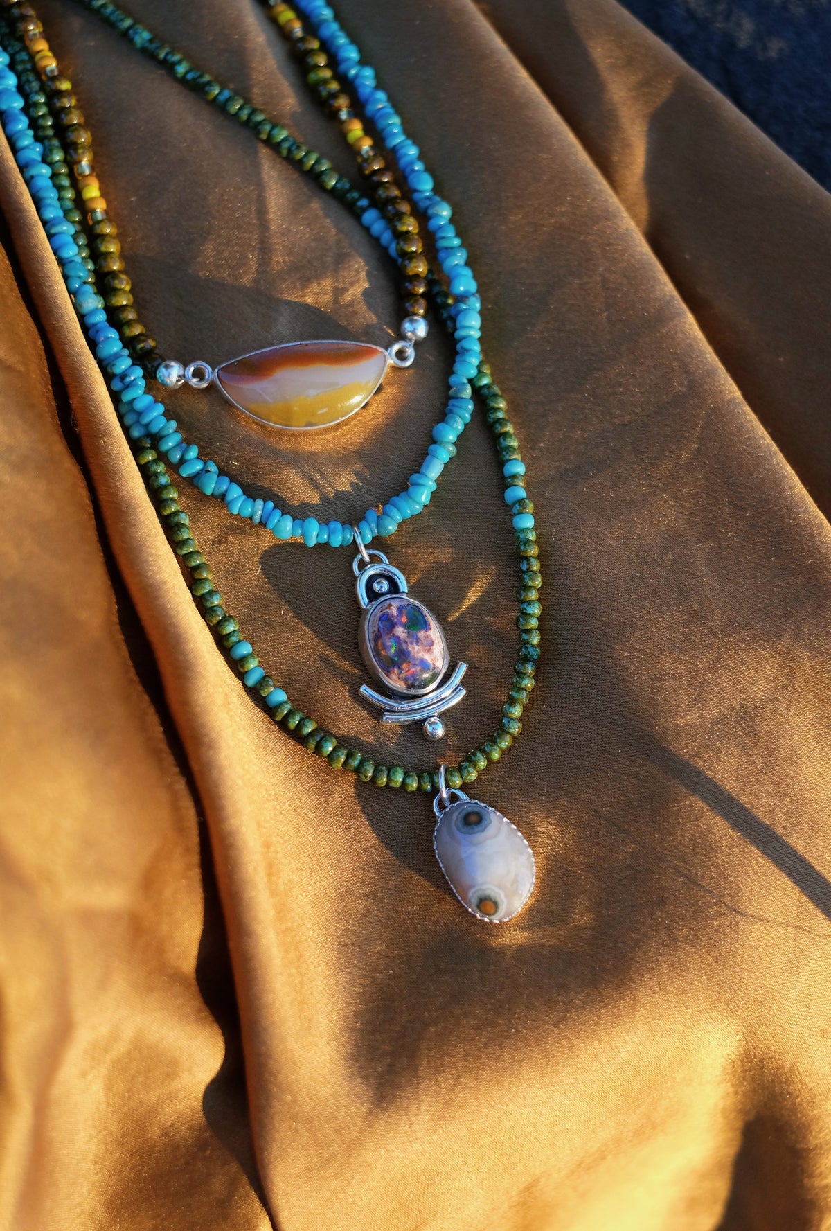 Rose-Cut Ocean Jasper Beaded Necklace