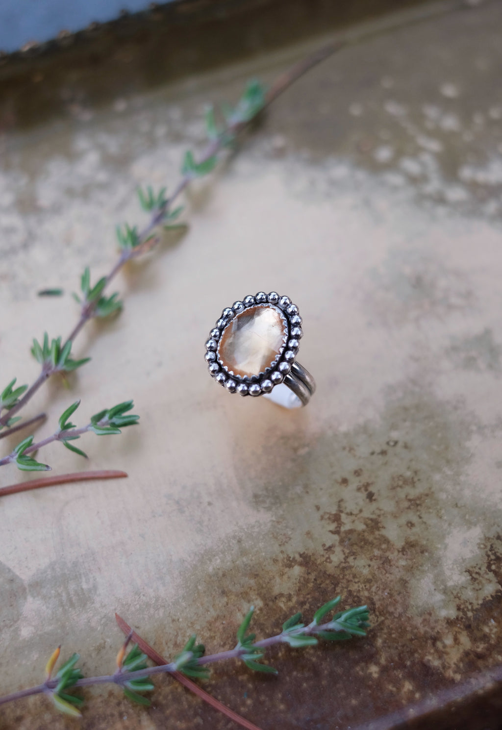 Rose-Cut Citrine Ring - Size 7