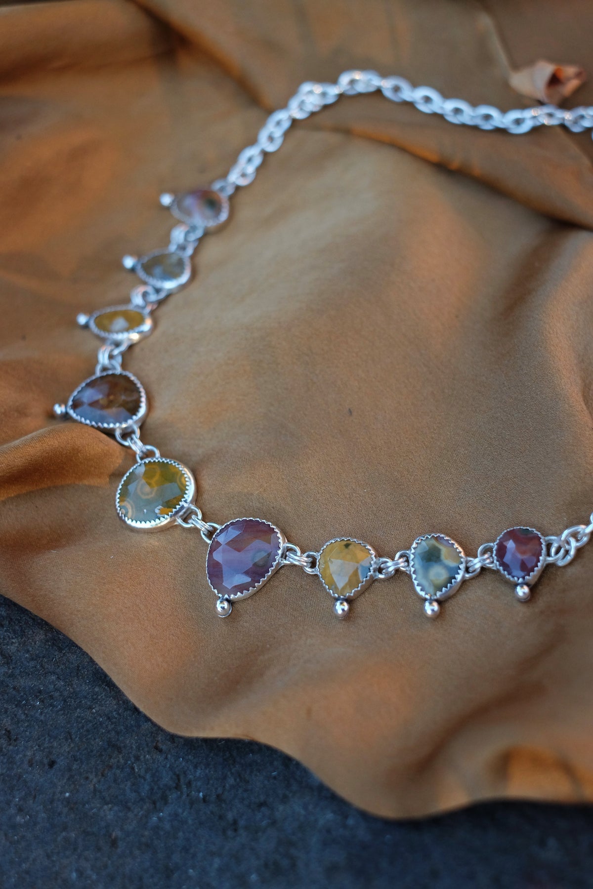 Rose-Cut Ocean Jasper Necklace