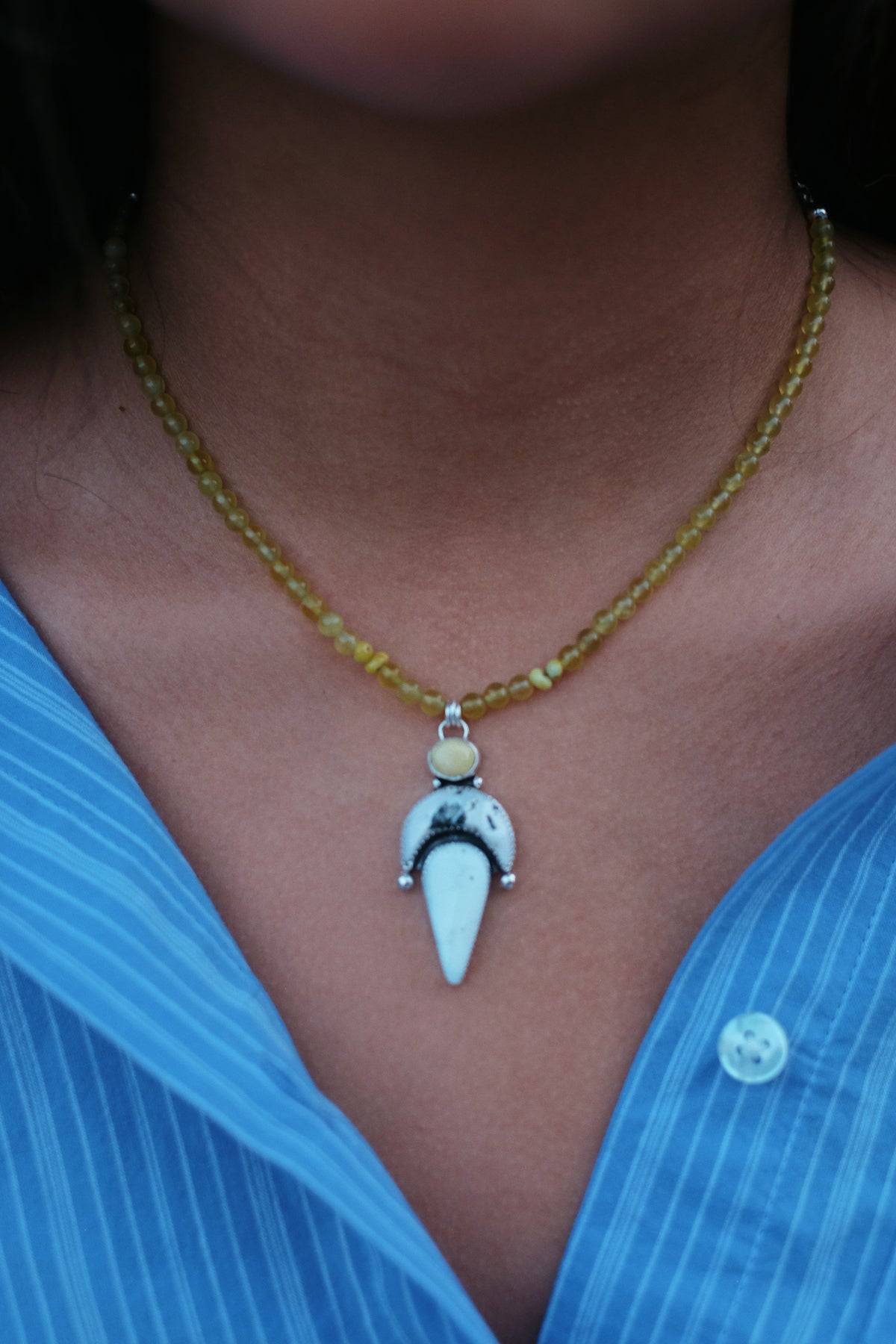 White Buffalo + Palomino Turquoise Necklace