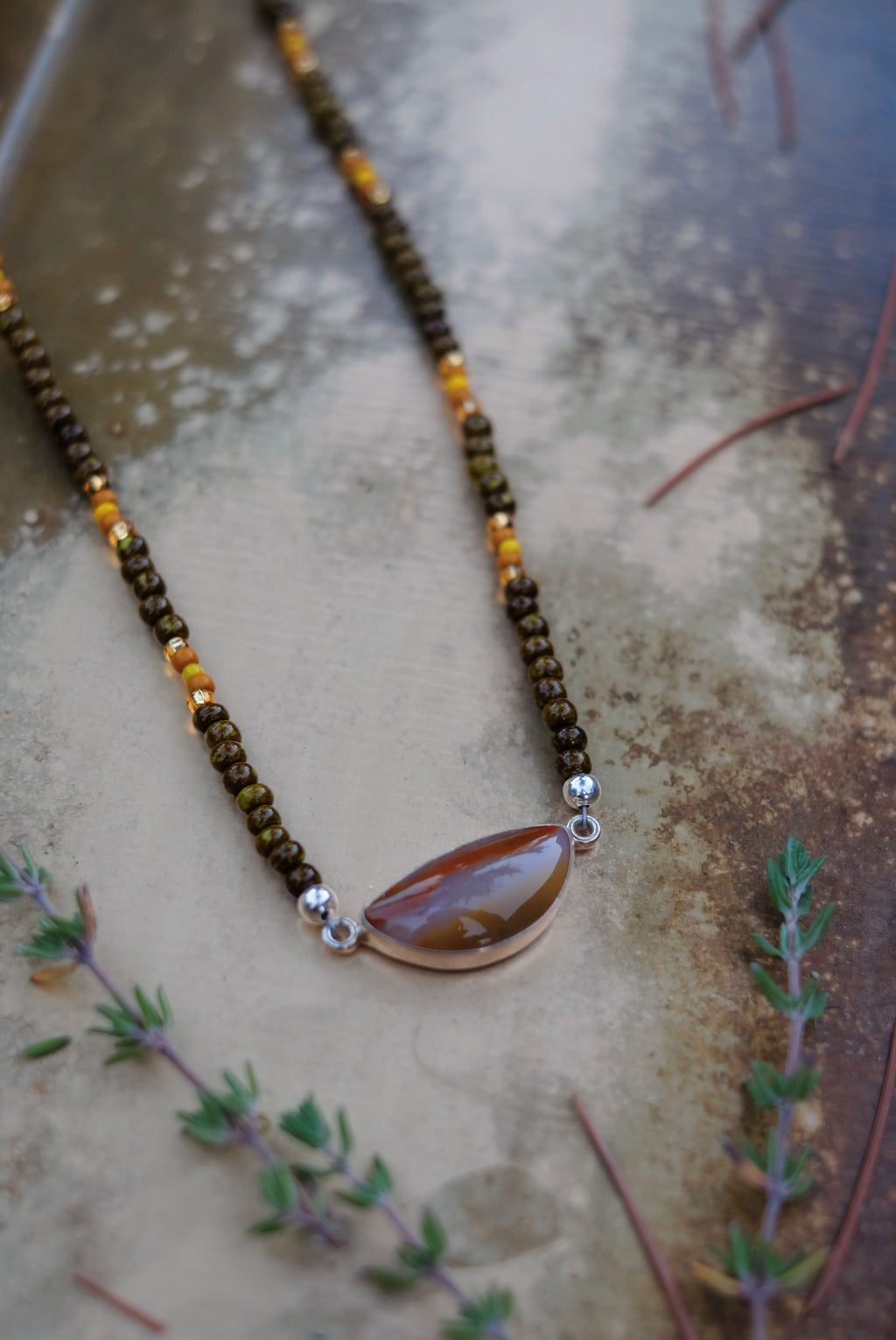 Polka Dot Agate Beaded Necklace