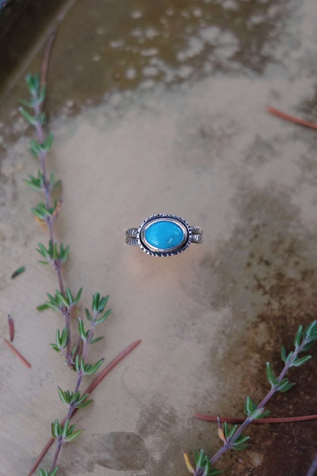 The Sundown Ring — Natural Lone Mountain Turquoise - Size 8.5