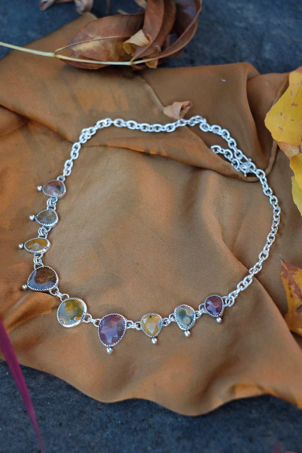 Rose-Cut Ocean Jasper Necklace