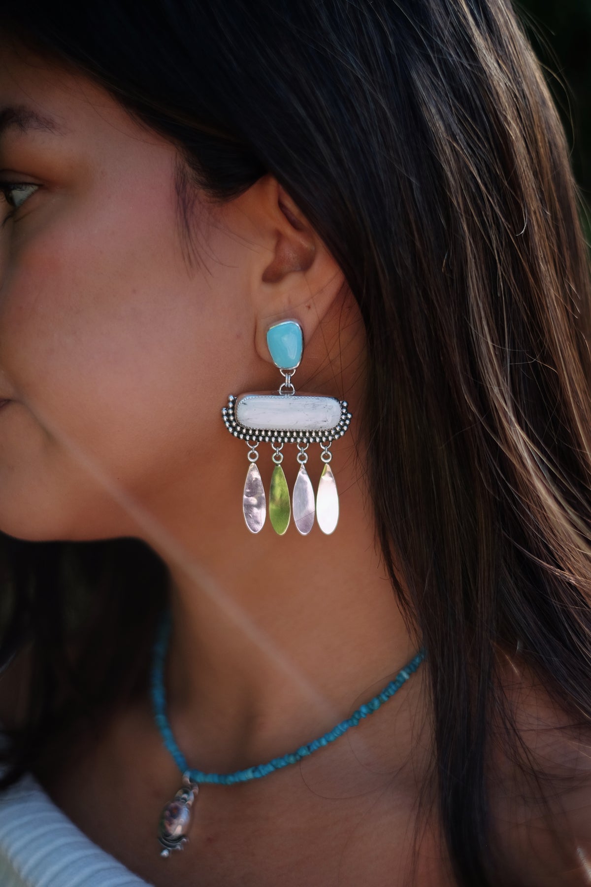 Lone Mountain Turquoise + White Buffalo Statement Earrings