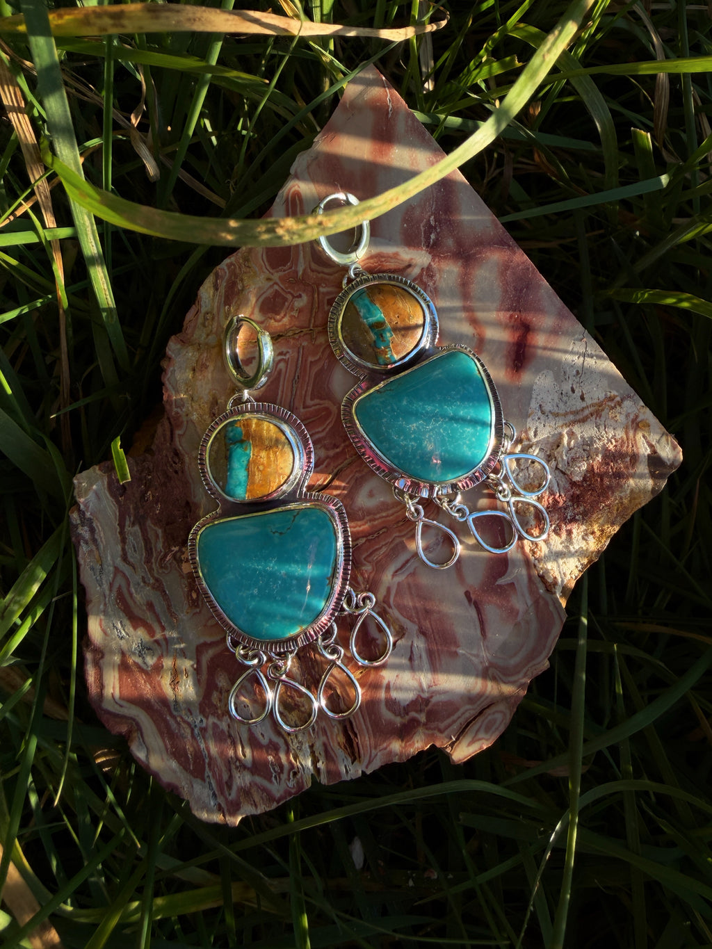 Roystone Ribbon & Whitewater Earrings