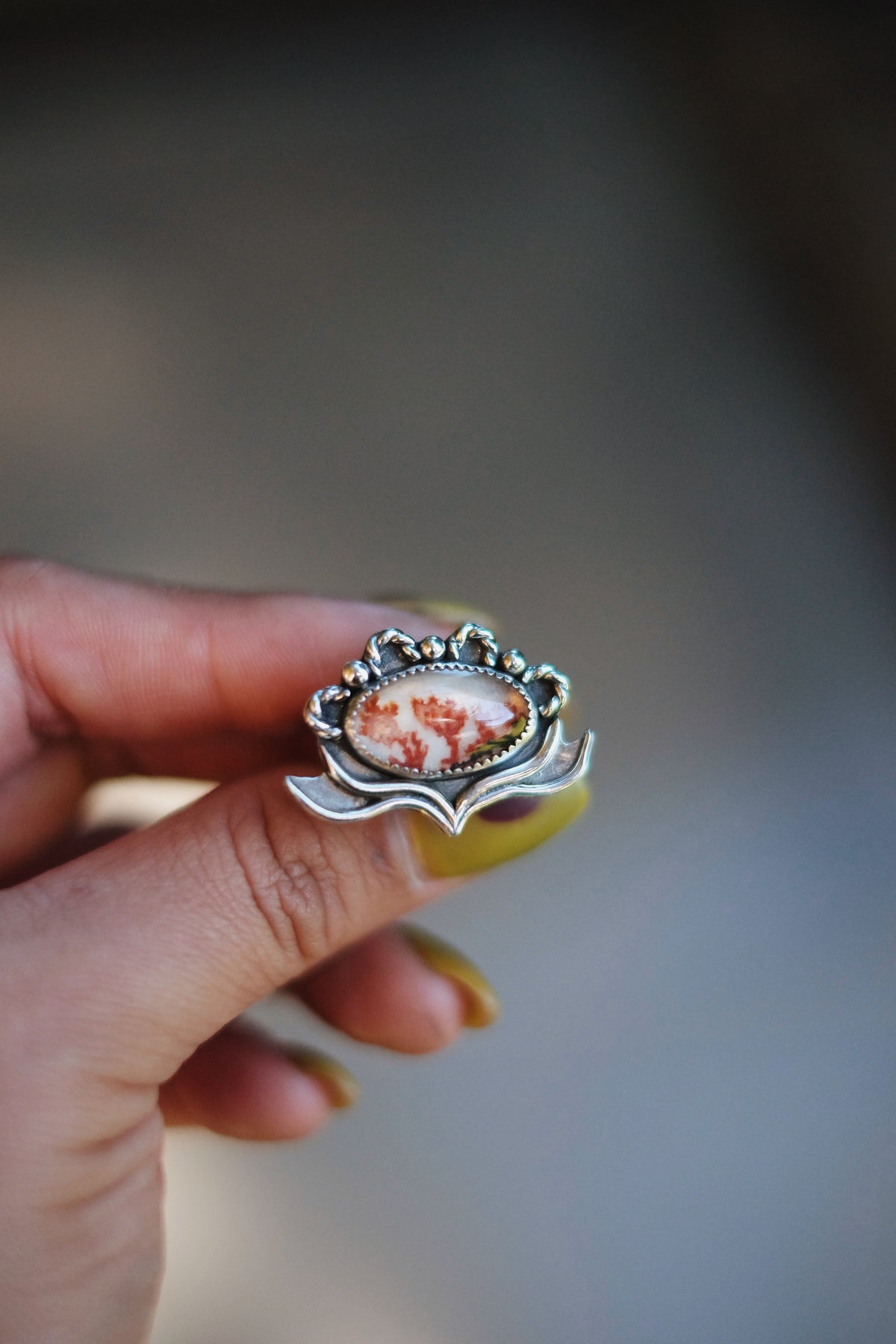 Dendritic Agate Ring  (Size 8.75)