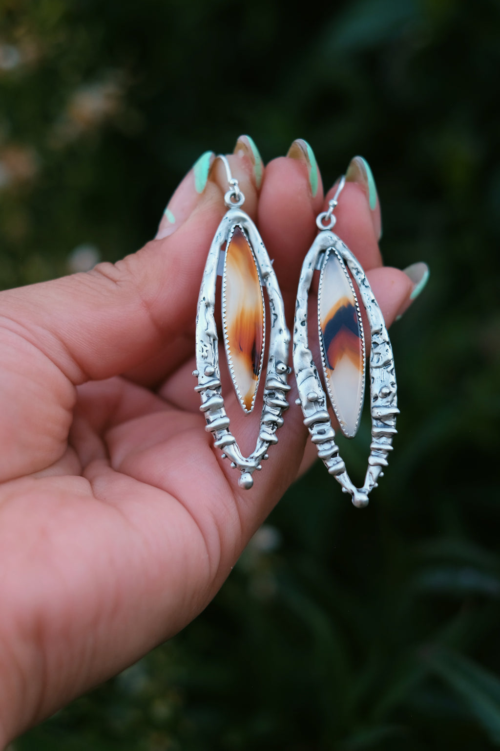 Montana Agate Organic Sterling Silver Earrings
