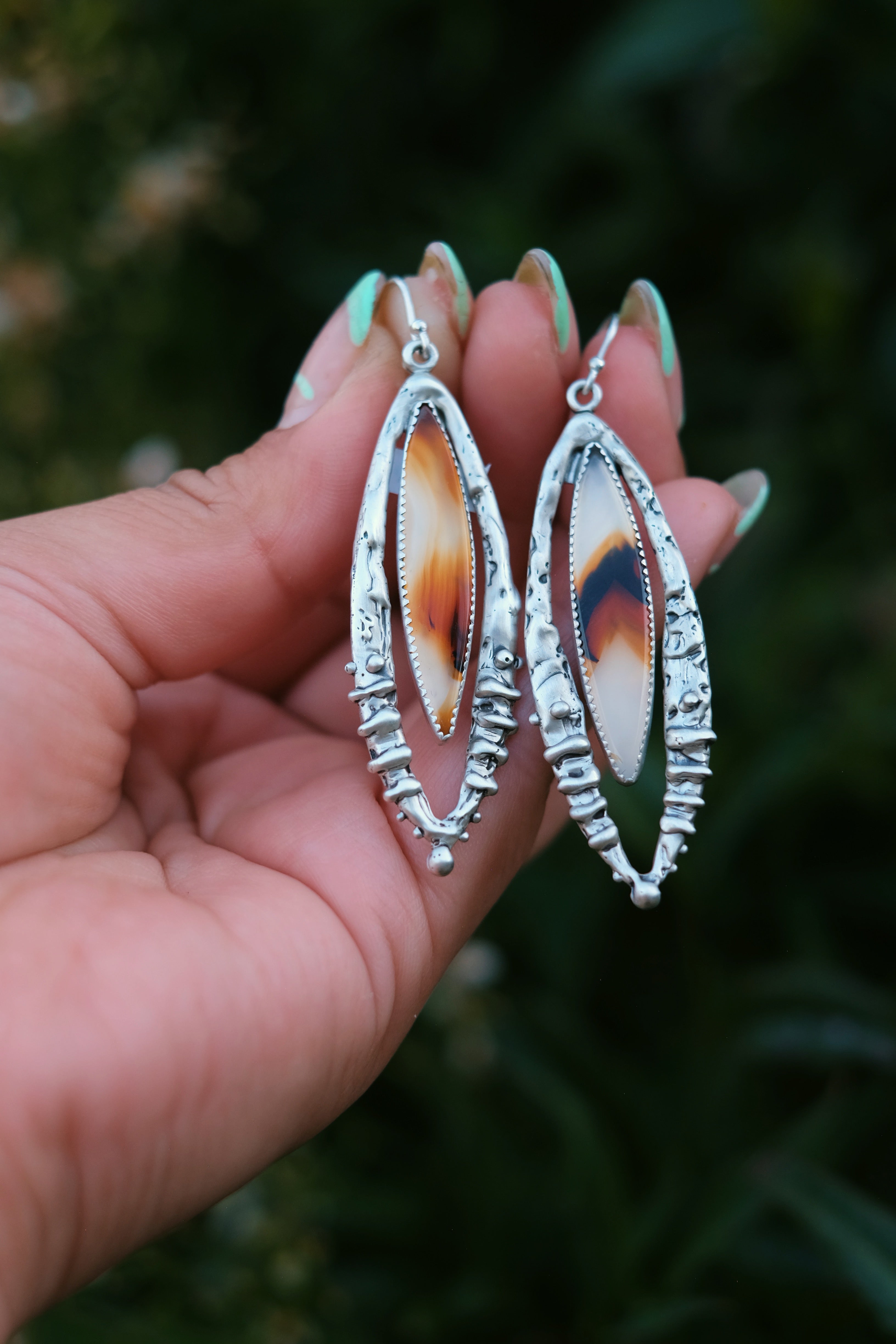 Montana Agate Organic Sterling Silver Earrings