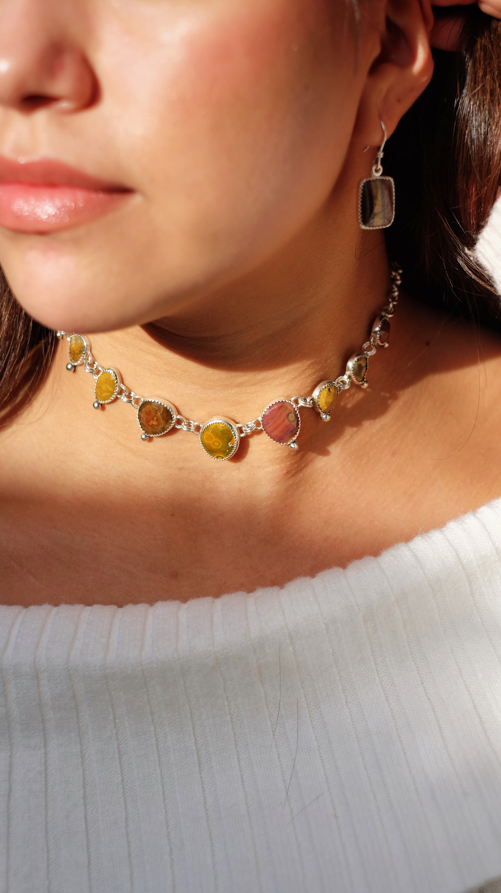 Rose-Cut Ocean Jasper Necklace