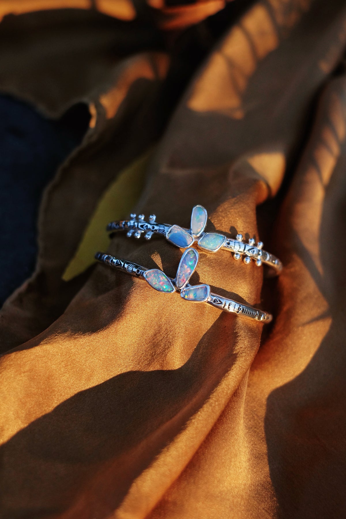 Coober Pedy Opal Hand-Stamped Cuff