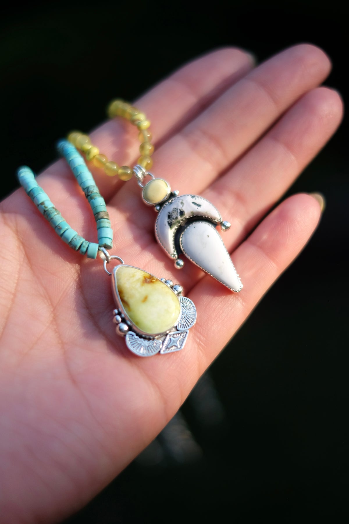 White Buffalo + Palomino Turquoise Necklace